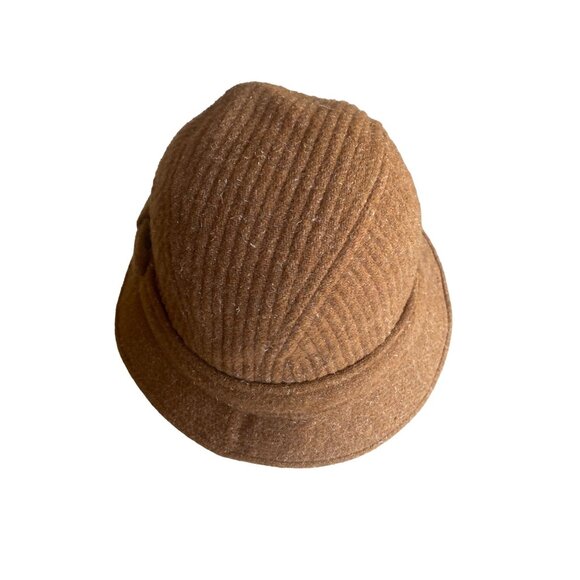 Vintage Wool Brown Cloche Hat With Bow Accent & Quilted Lining Size 7 1/8 - Picture 3 of 8